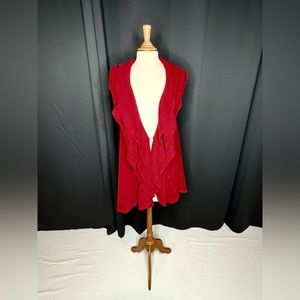 Dressbarn sleeveless red ruffle cardigan.‎